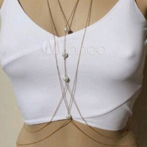 Boutique Gold plated Body Chain Double Harness Fashion Edgy Body Jewelry